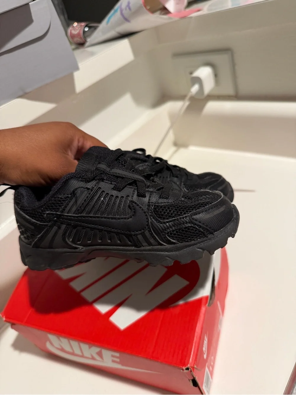 Nike Kids Black Mesh & Synthetic Sneakers